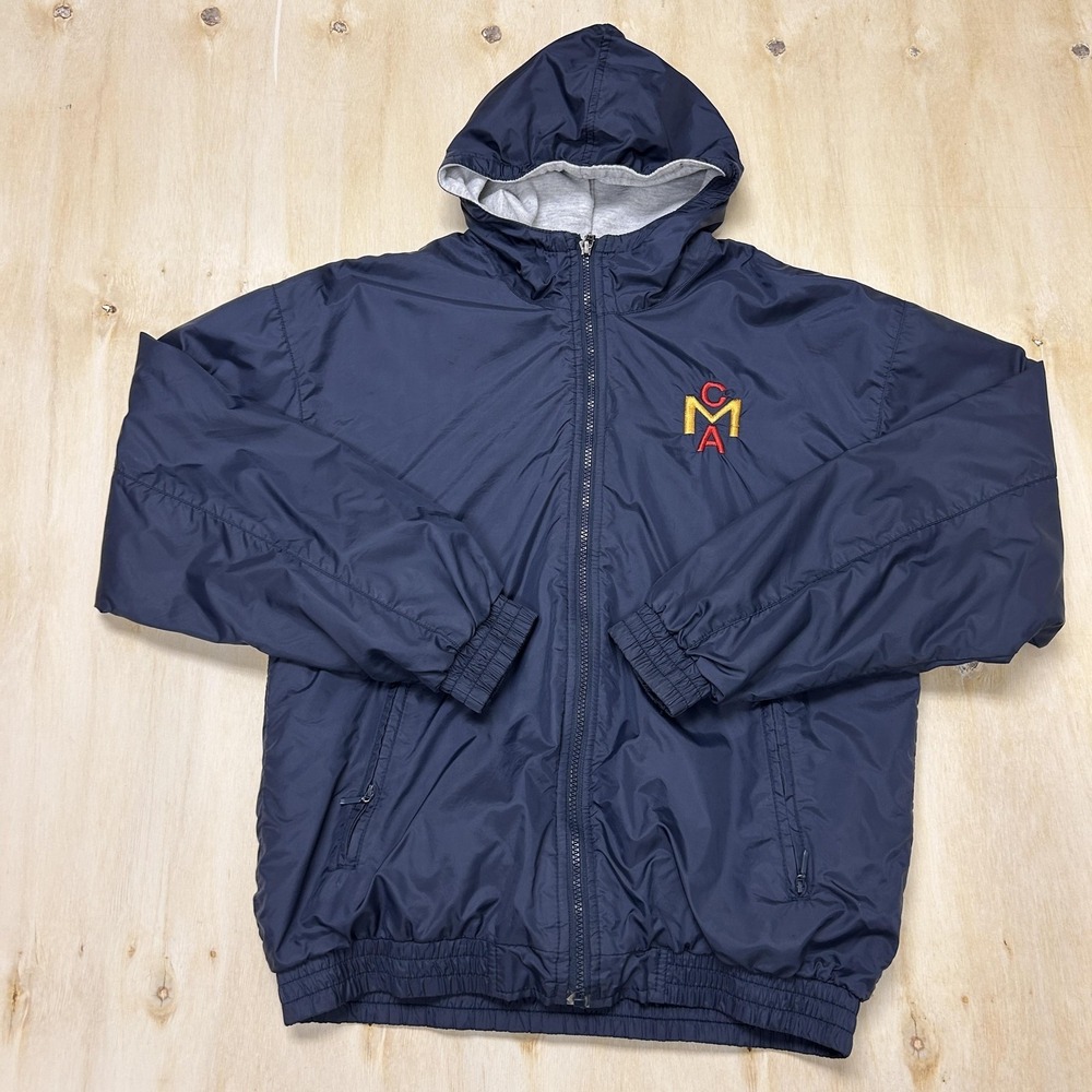 Holloway Jacket Youth X-Large Blue Hooded Windbreaker Zip Pockets CMA Logo